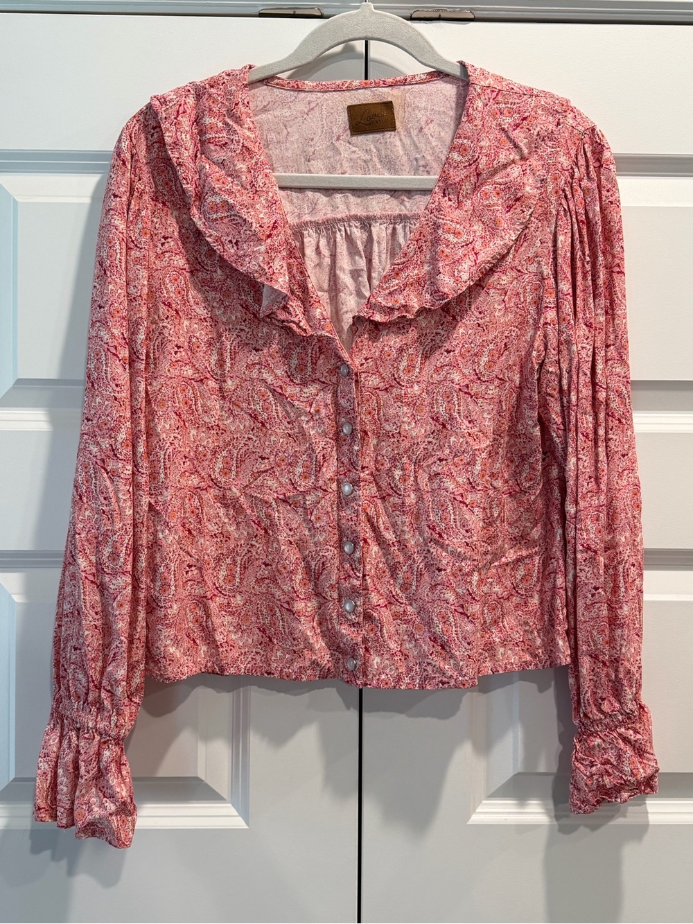 Vintage Lovlei Ranch California Pink Paisley Button-Down Western Blouse
